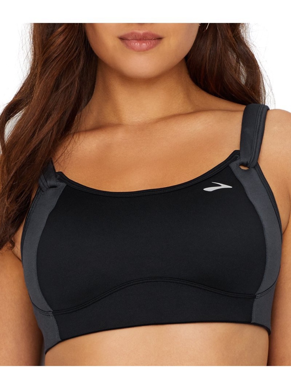 BROOKS-  Black with Charcoal Trim High-Impact Sports Bra